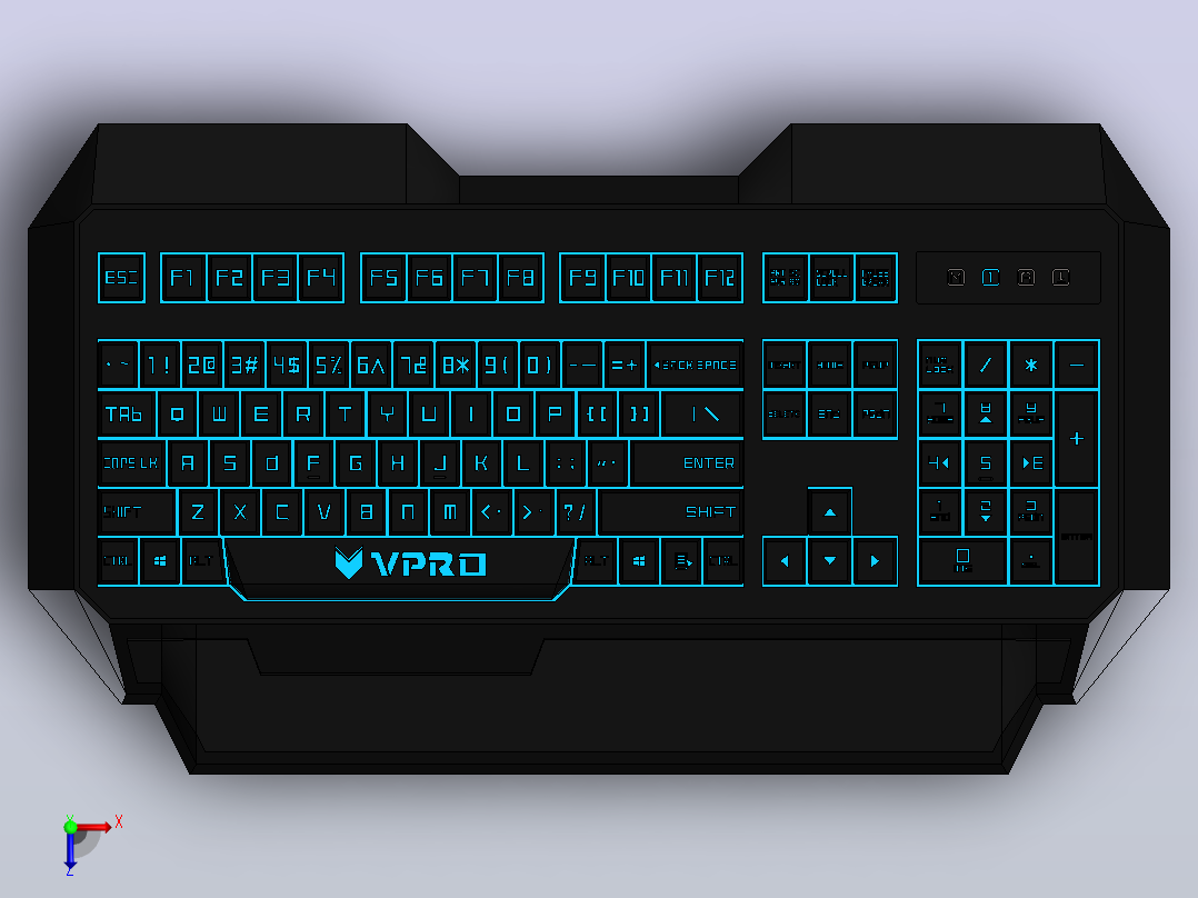 V1背光游戏键盘俯视图