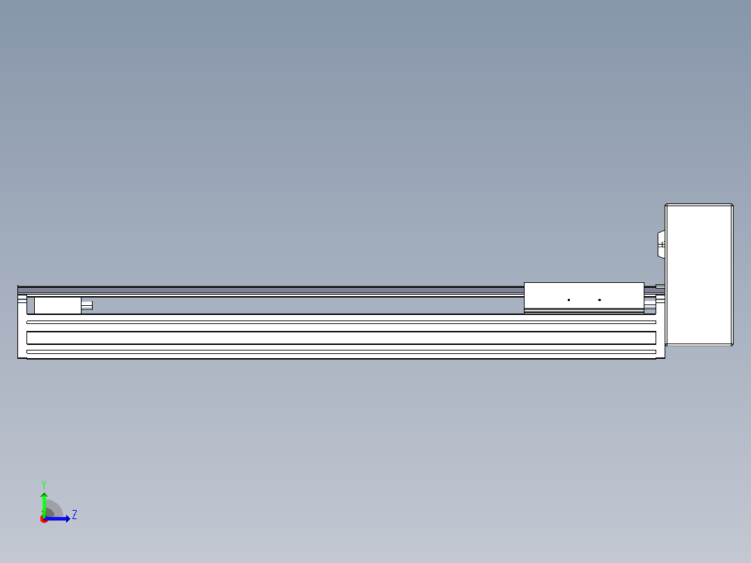 皮带直线轴半封闭可选导轨TPA-HNB-175D-140-L550-LU-Y-P75-N3左视图