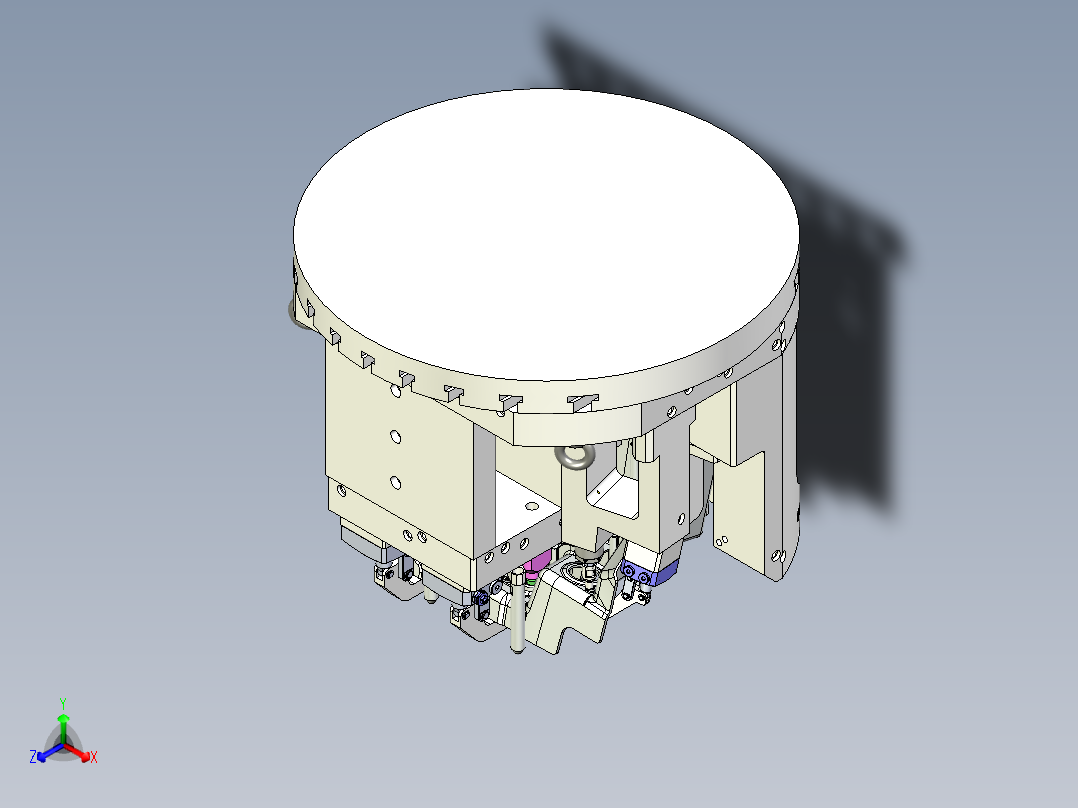 右前轮罩五轴夹具 卧加五轴保压形式液压夹具X_T正等轴测图