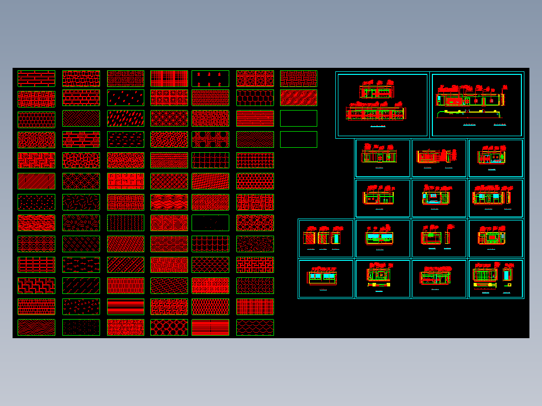 办公楼装饰立面图＋纹理填充图块