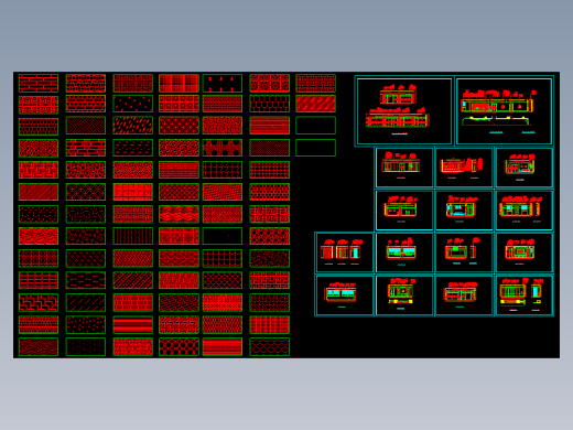 办公楼装饰立面图＋纹理填充图块