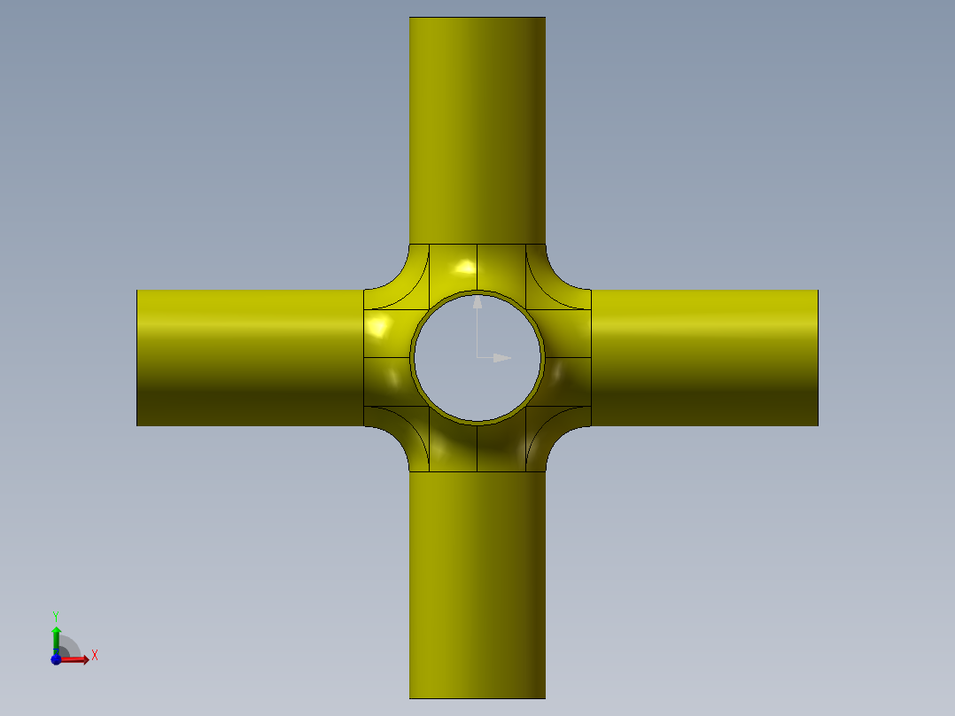 六通管3D模型前视图