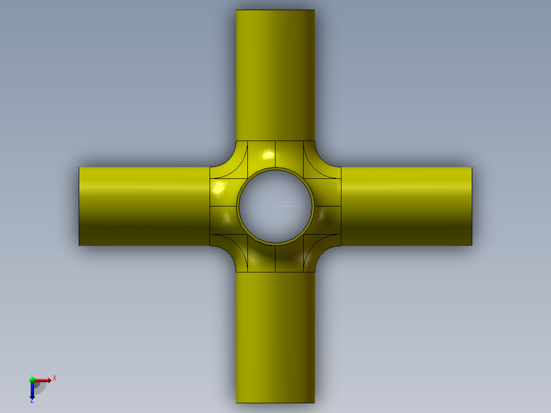 六通管3D模型俯视图