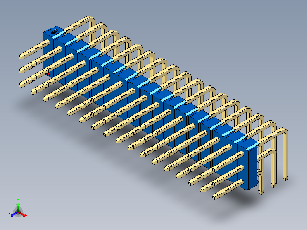 彩色公排针 100mil 2.54mm 系列-DS1022_blue_3x17p_100mil_TypeD_rev1.0主视图