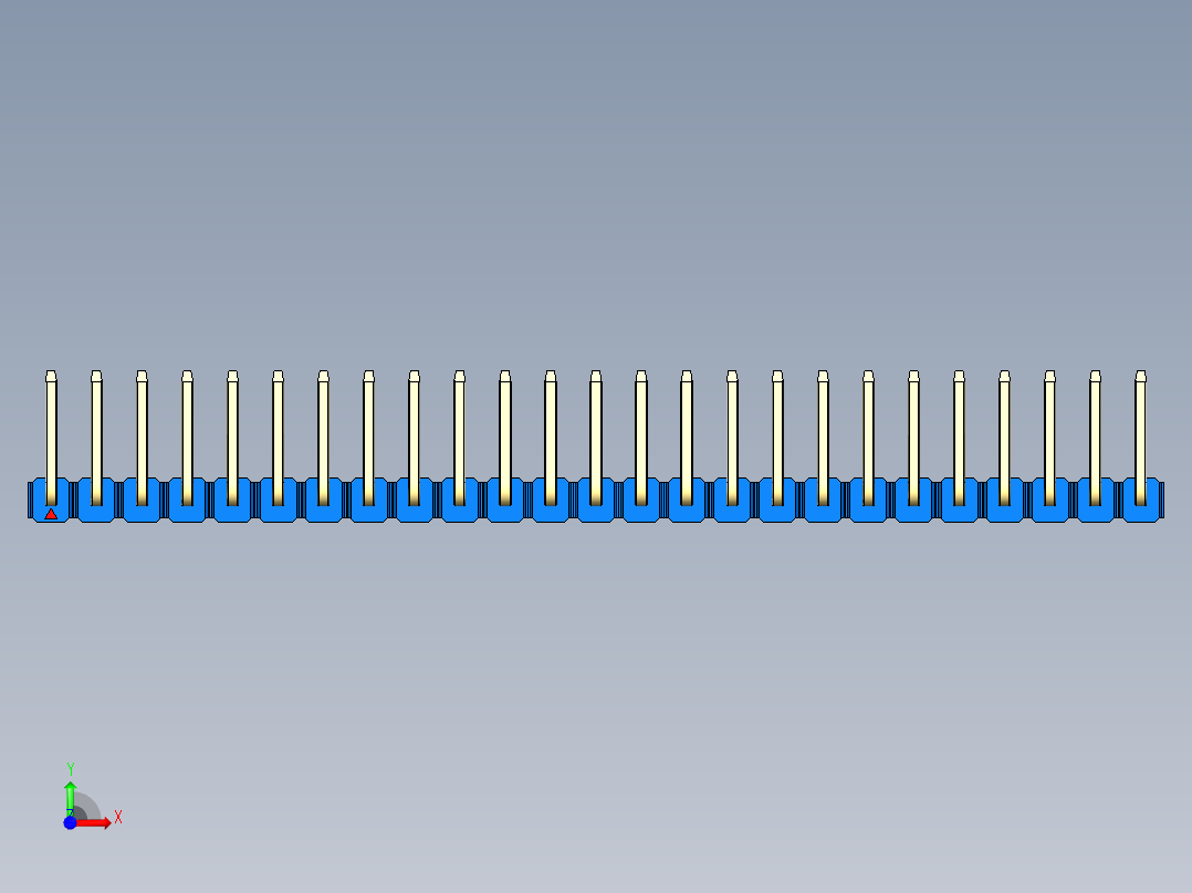 彩色公排针 100mil 2.54mm 系列-DS1022_blue_25p_100mil_TypeU_rev1.0前视图