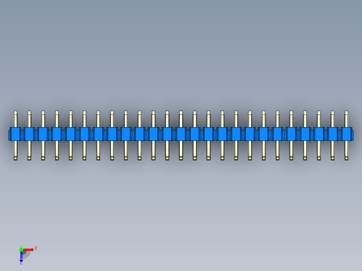 彩色公排针 100mil 2.54mm 系列-DS1022_blue_25p_100mil_TypeU_rev1.0俯视缩略图