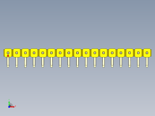 彩色公排针 100mil 2.54mm 系列-DS1022_yellow_1x17p_100mil_TypeD_rev1.0前视缩略图