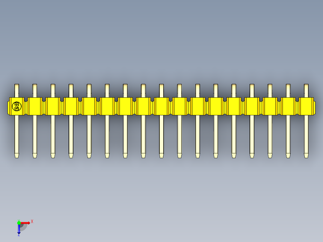 彩色公排针 100mil 2.54mm 系列-DS1022_yellow_1x17p_100mil_TypeD_rev1.0俯视图