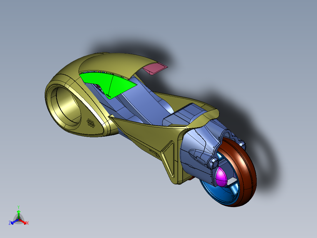 未来感炫酷的光轮摩托车
