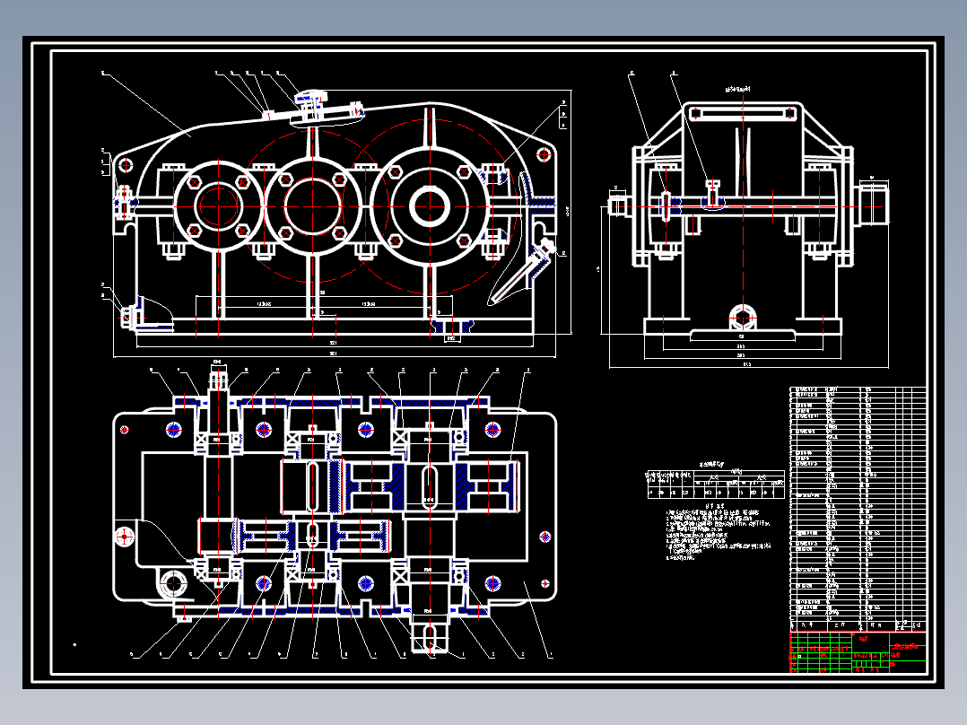 E1048-二级圆柱齿轮减速器，包含说明书计算过程，装配图，轴、齿轮零件图CAD+说明书