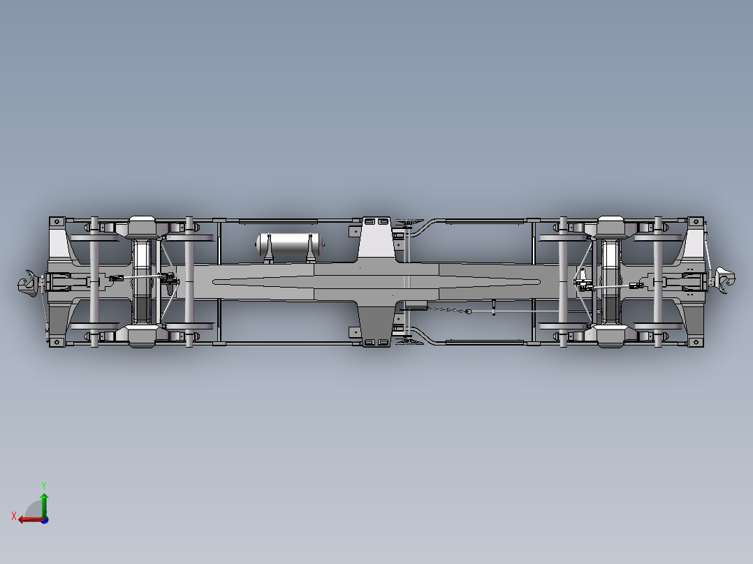 火车转向架后视图