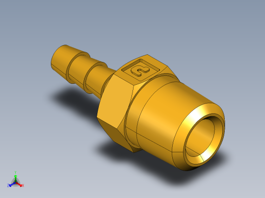 倒齿式工业管接头Hose Barb to Male Pipe 125HB-2-2正等轴测缩略图