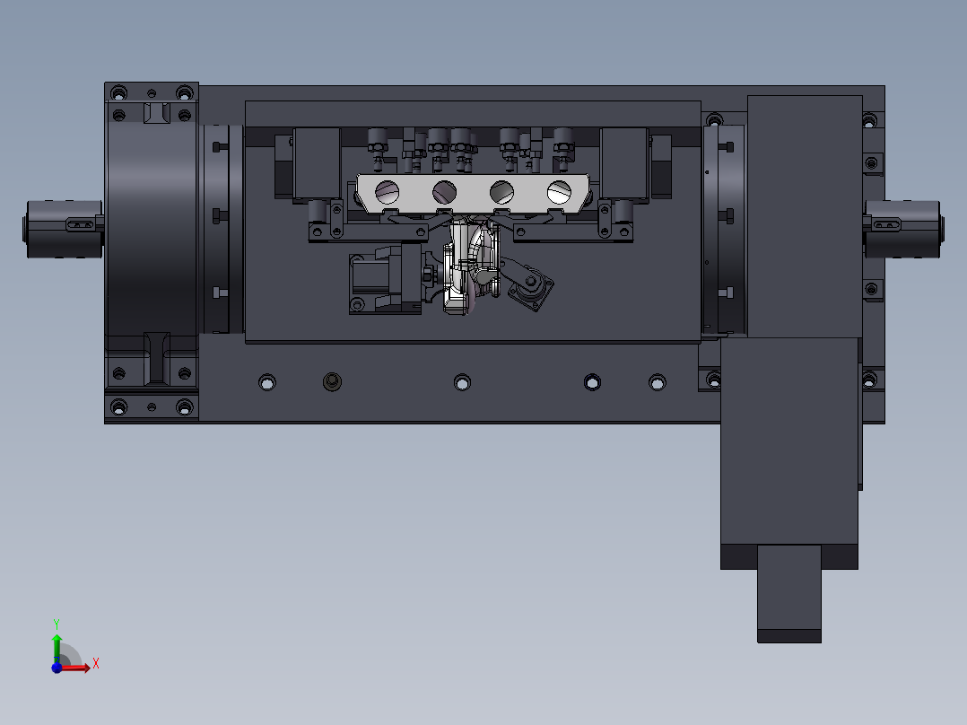 发动机排气歧管精密液压工装夹具前视图