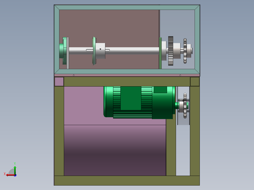 滚刀式裁切机sw18可编辑+cad后视图