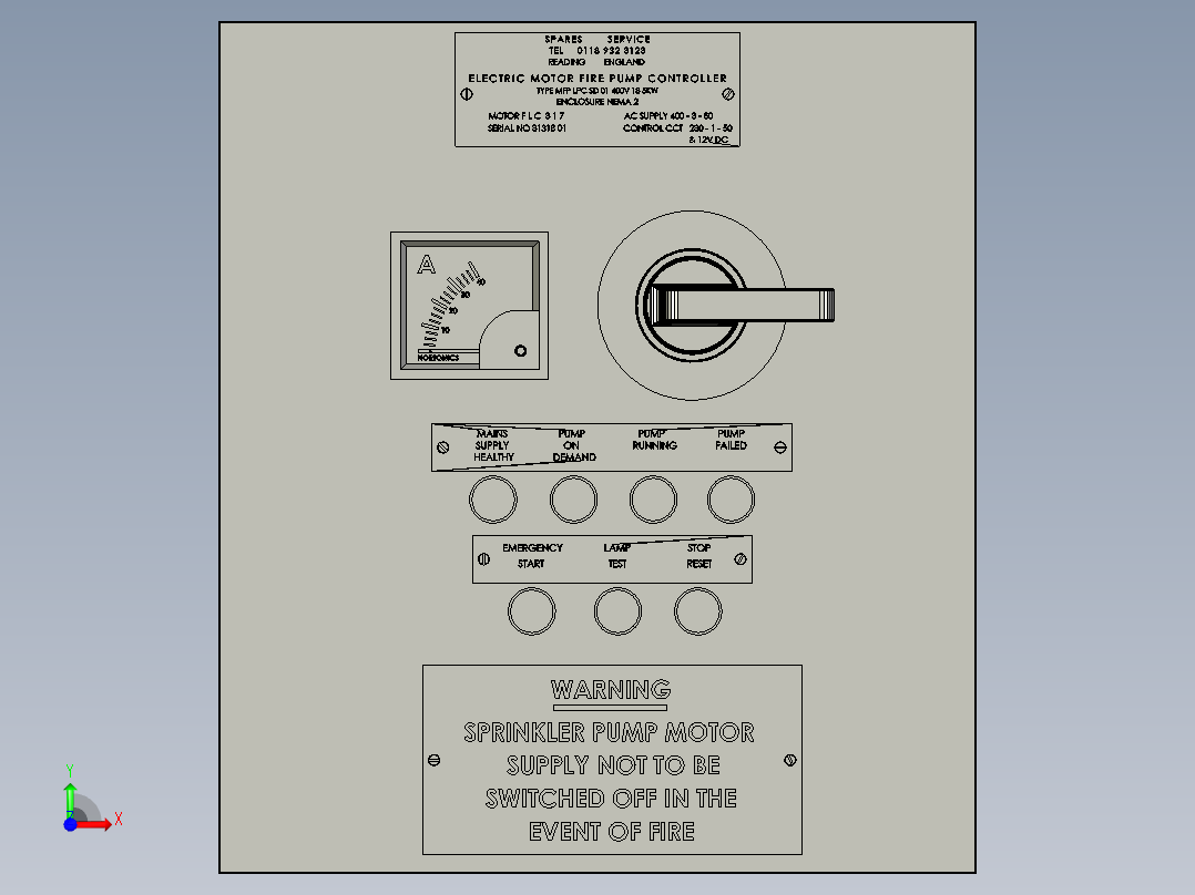 控制屏、屏幕(38)前视图