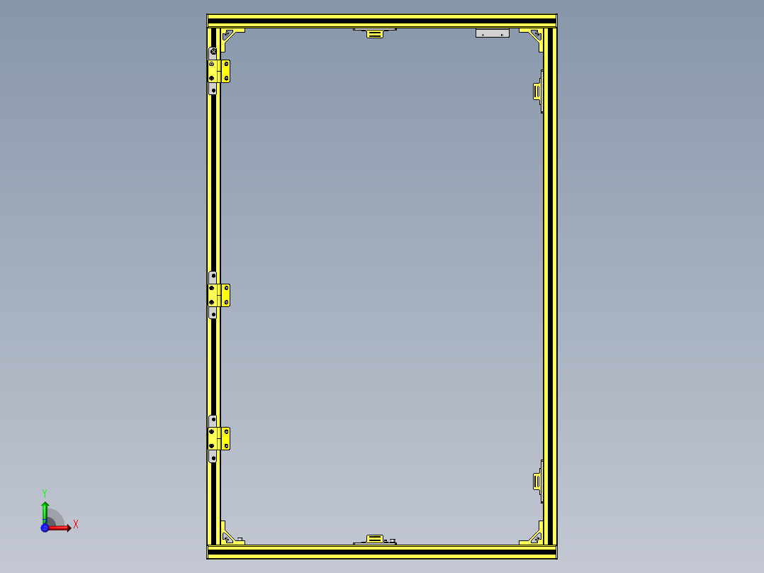 带铝合金型材开闭开关的折叠门前视图