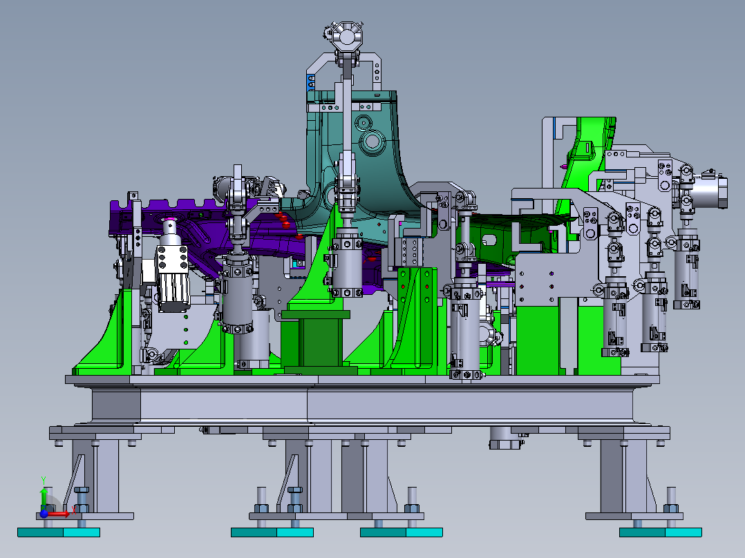 侧板焊接定位夹具Solidworks设计前视图
