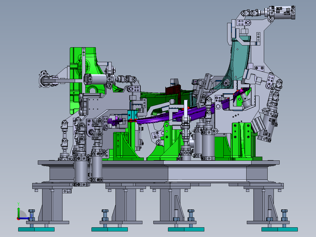 侧板焊接定位夹具Solidworks设计左视图