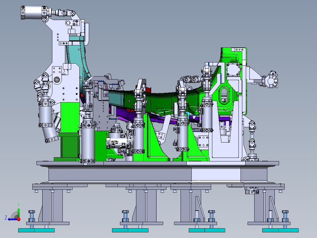 侧板焊接定位夹具Solidworks设计右视图