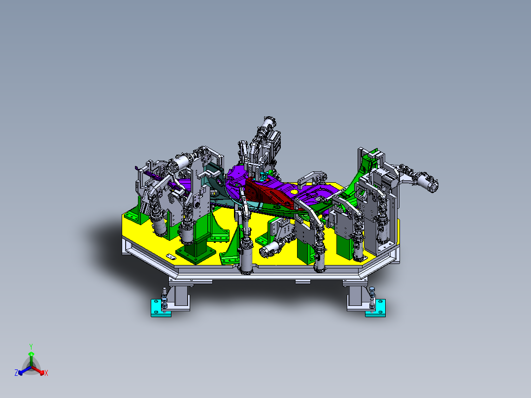 侧板焊接定位夹具Solidworks设计正等轴测图