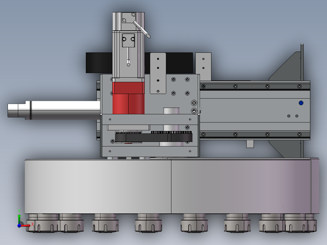 9款转盘式刀库3d图纸 数控立式机床刀库 加工中心立体刀库3d模型前视图