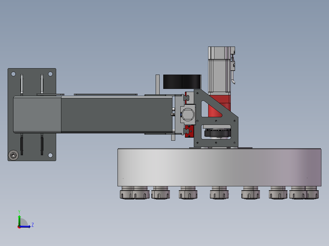 9款转盘式刀库3d图纸 数控立式机床刀库 加工中心立体刀库3d模型左视图