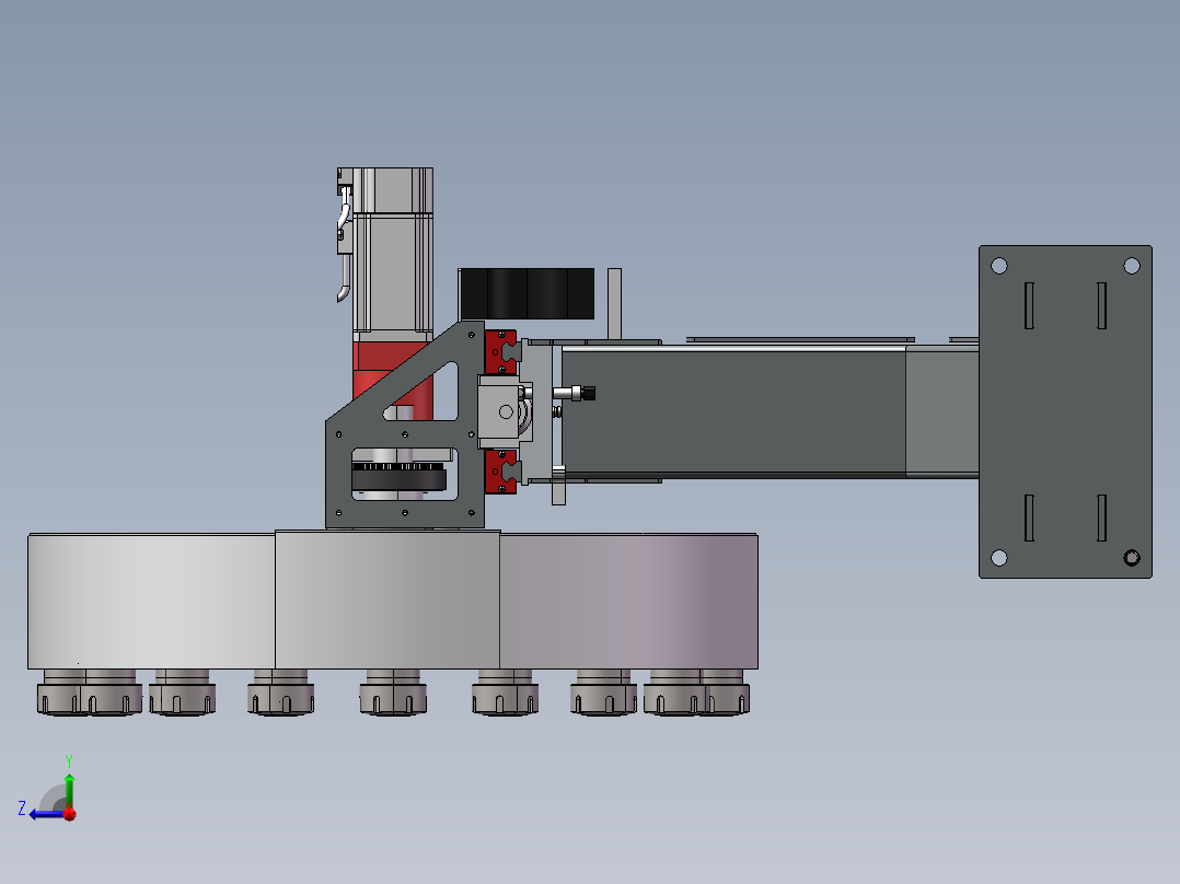 9款转盘式刀库3d图纸 数控立式机床刀库 加工中心立体刀库3d模型右视图