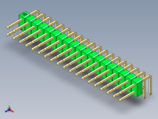 彩色公排针 100mil 2.54mm 系列-DS1022_green_2x19p_100mil_TypeD_rev1.0正等轴测缩略图