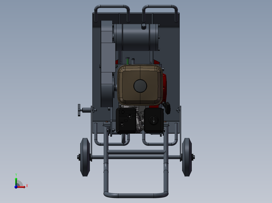 电动割草机设备设计模型前视图