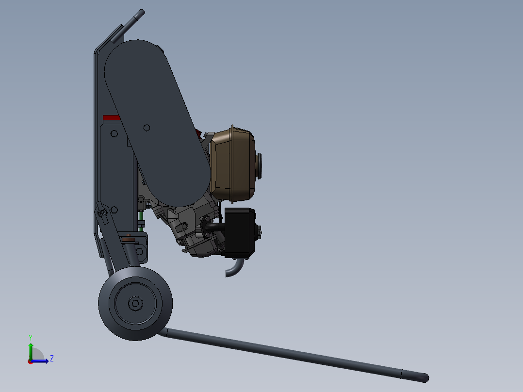 电动割草机设备设计模型左视图