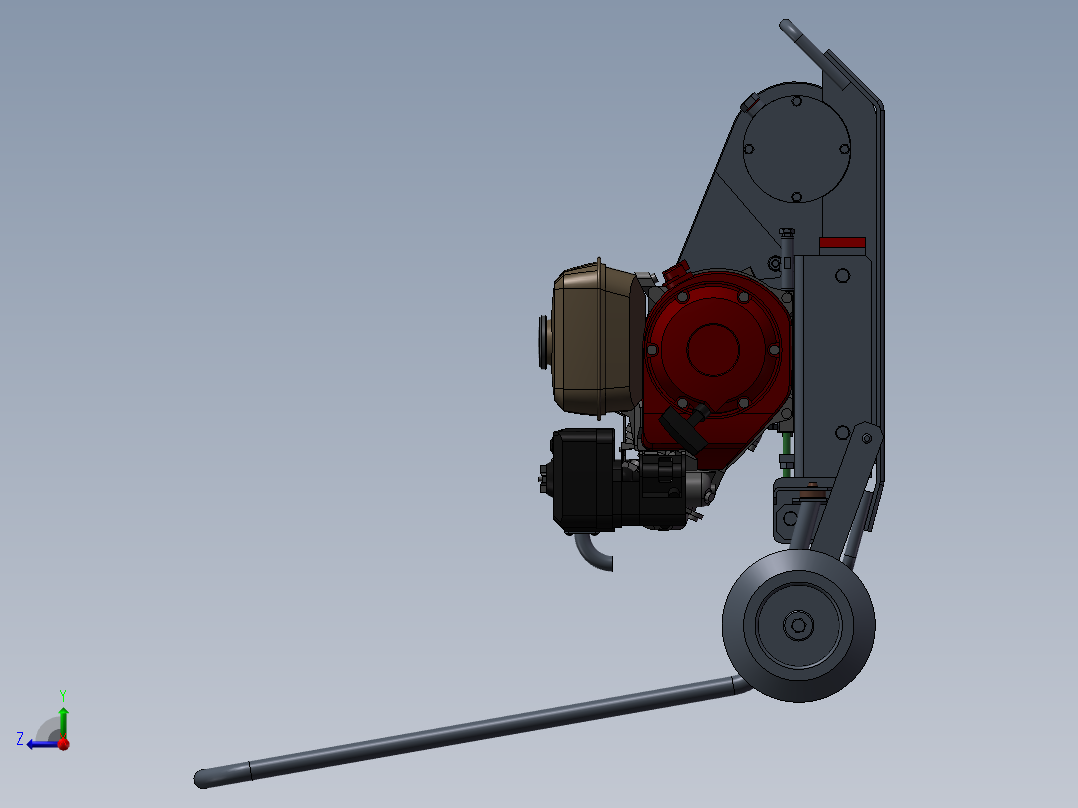 电动割草机设备设计模型右视图