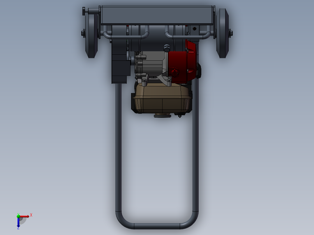电动割草机设备设计模型俯视图