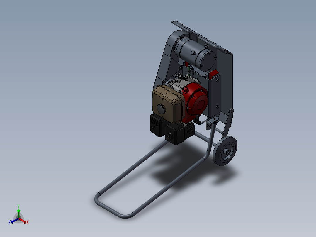电动割草机设备设计模型正等轴测图