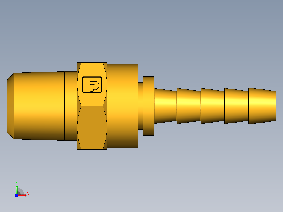 倒齿式工业管接头Male Swivel Hose Barb 125HBLSV-4-4前视图