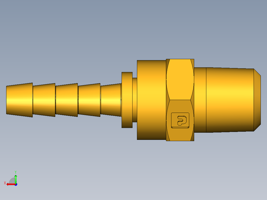倒齿式工业管接头Male Swivel Hose Barb 125HBLSV-4-4后视图