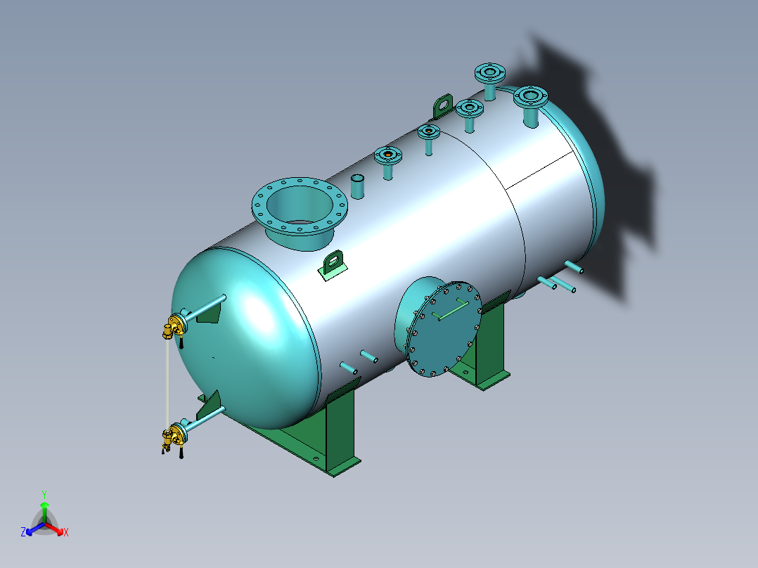 除氧罐正等轴测图