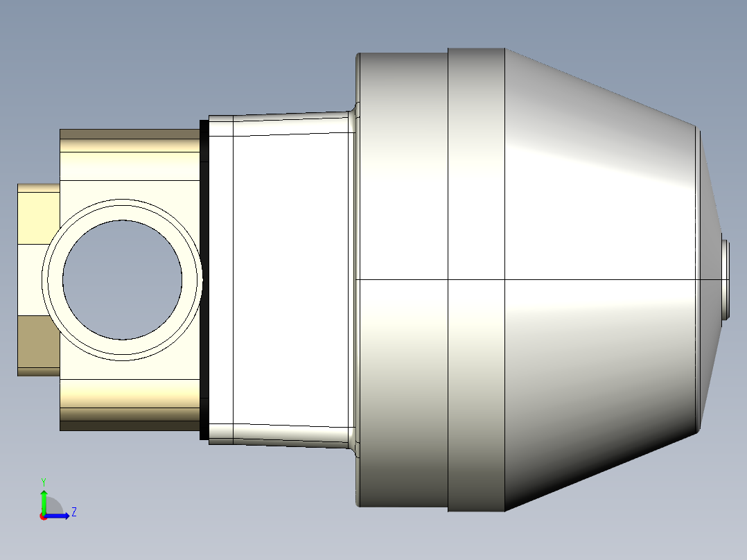 1DKMDMCP NC 气动隔膜阀，常闭，与男性的两端，公制系列PP-H左视图