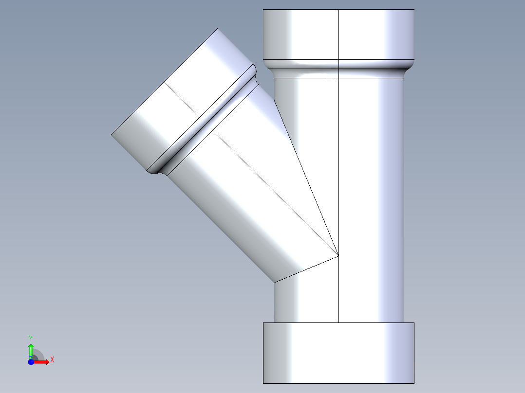 船舶管路系统S5_SeaDrainPLUS_45Wye-SxSxS_37E163001_1-1-2in Sea Drain Plus - 45 Wye - SxSxS前视图