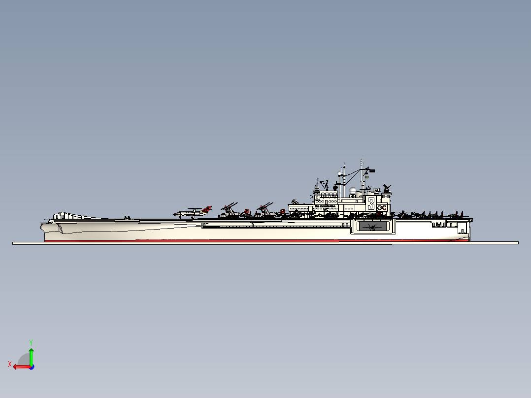 航空母舰后视图