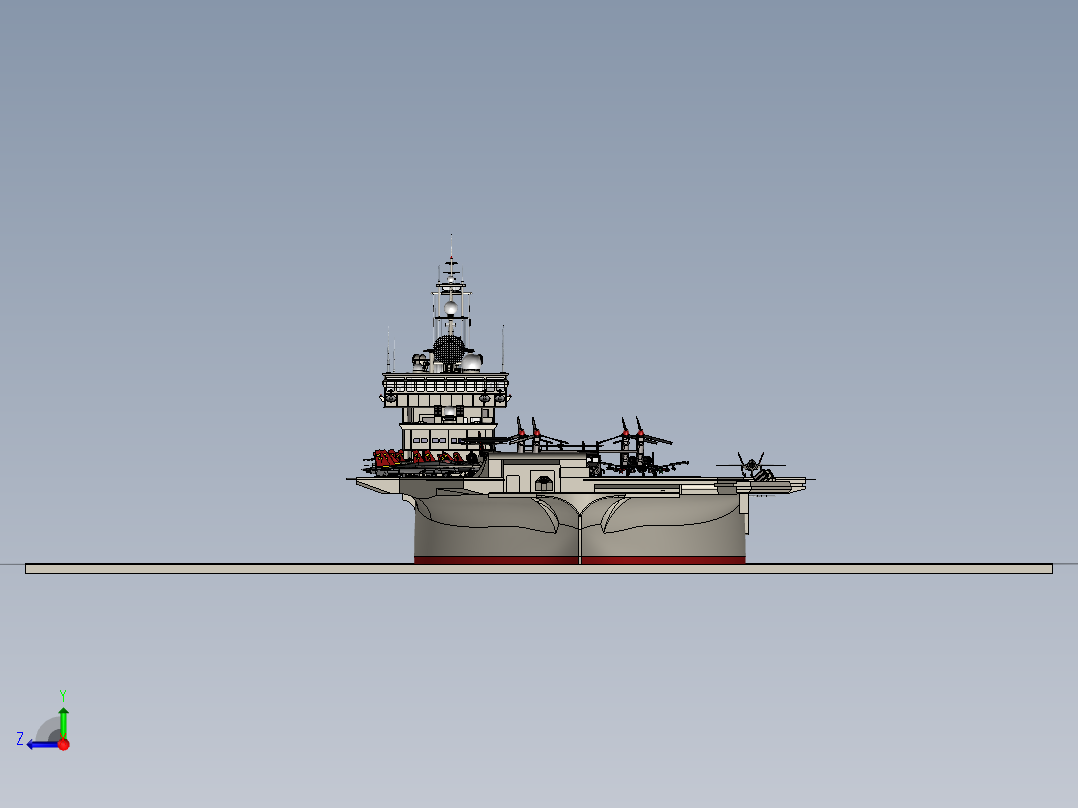 航空母舰右视图