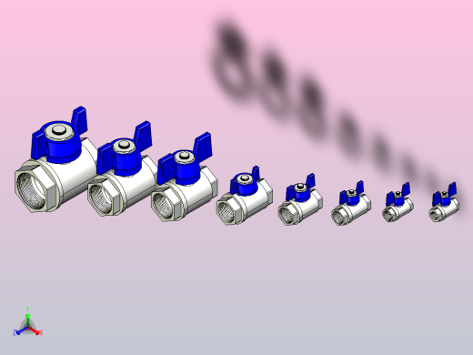 带 T 型手柄内螺纹 × 内螺纹的开_关球阀 (SET)正等轴测缩略图