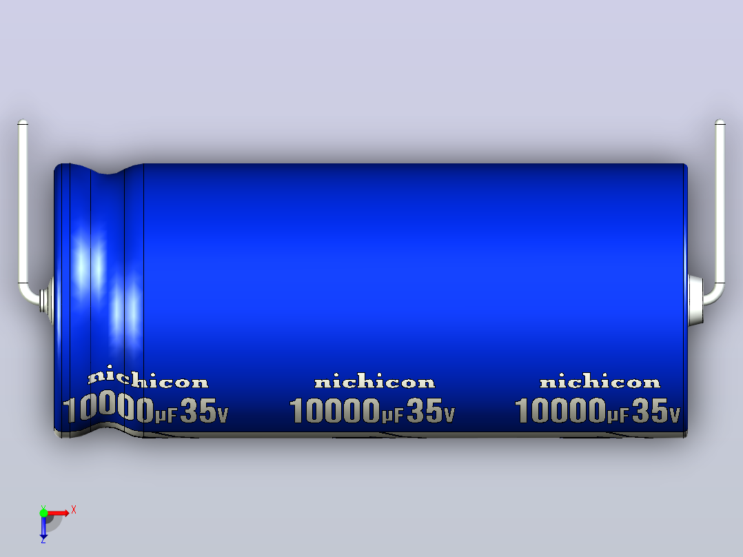 铝制轴向电解电容器。VX系列10000ufx35v。26x60mm。10000uf35v。电解镍镉电池俯视图