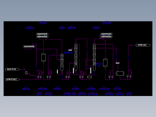 甲醇三塔精馏工艺流程图纸CAD图纸