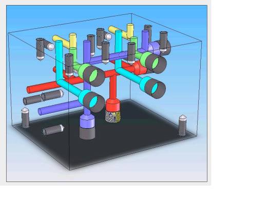 SolidWork液压集成块 SolidWork油缸阀块缩略图