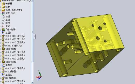 SolidWork液压集成块 SolidWork油缸阀块缩略图