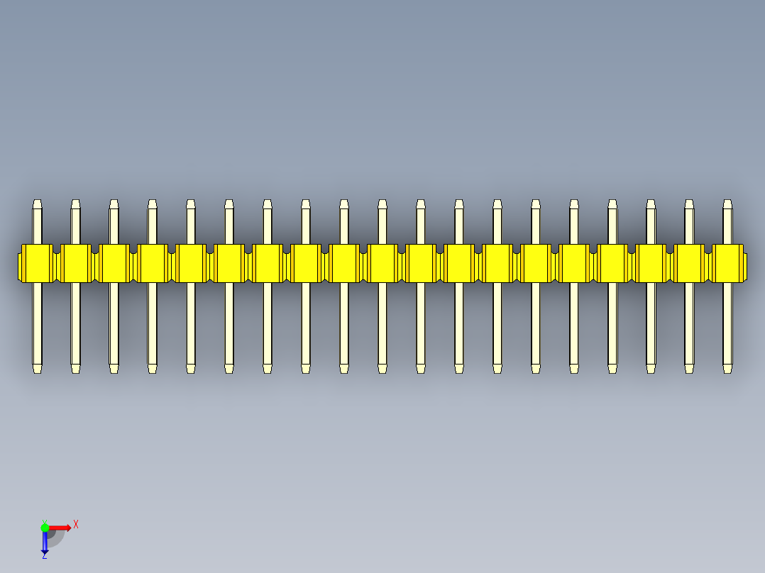 彩色公头100mil（2.54mm）系列-DS1021_yellow_1x19p_100mil_Type1_rev1.0俯视图