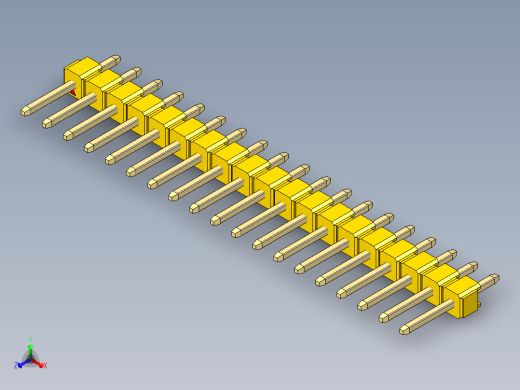 彩色公头100mil（2.54mm）系列-DS1021_yellow_1x19p_100mil_Type1_rev1.0正等轴测缩略图