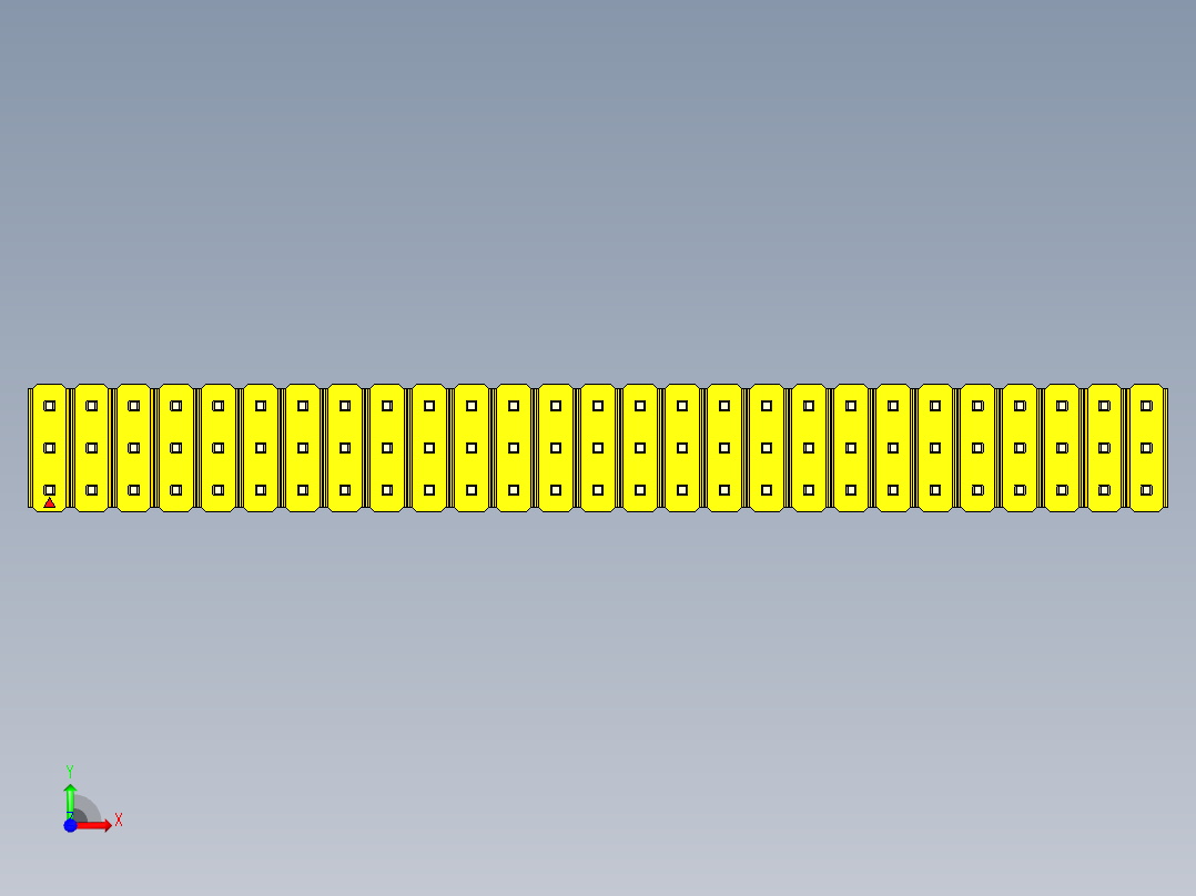 彩色公头100mil（2.54mm）系列-DS1021_yellow_3x27p_100mil_Type1_rev1.0前视图