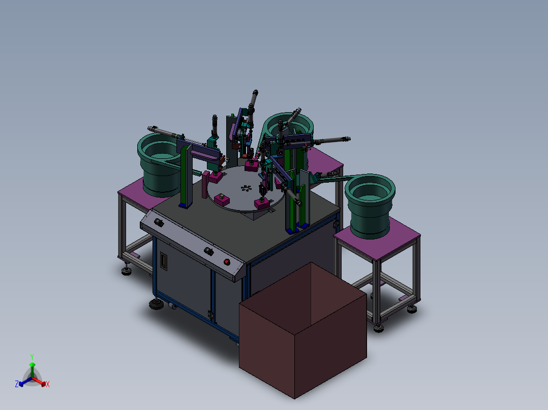 飞科剃须刀钢网胶件组装机正等轴测图