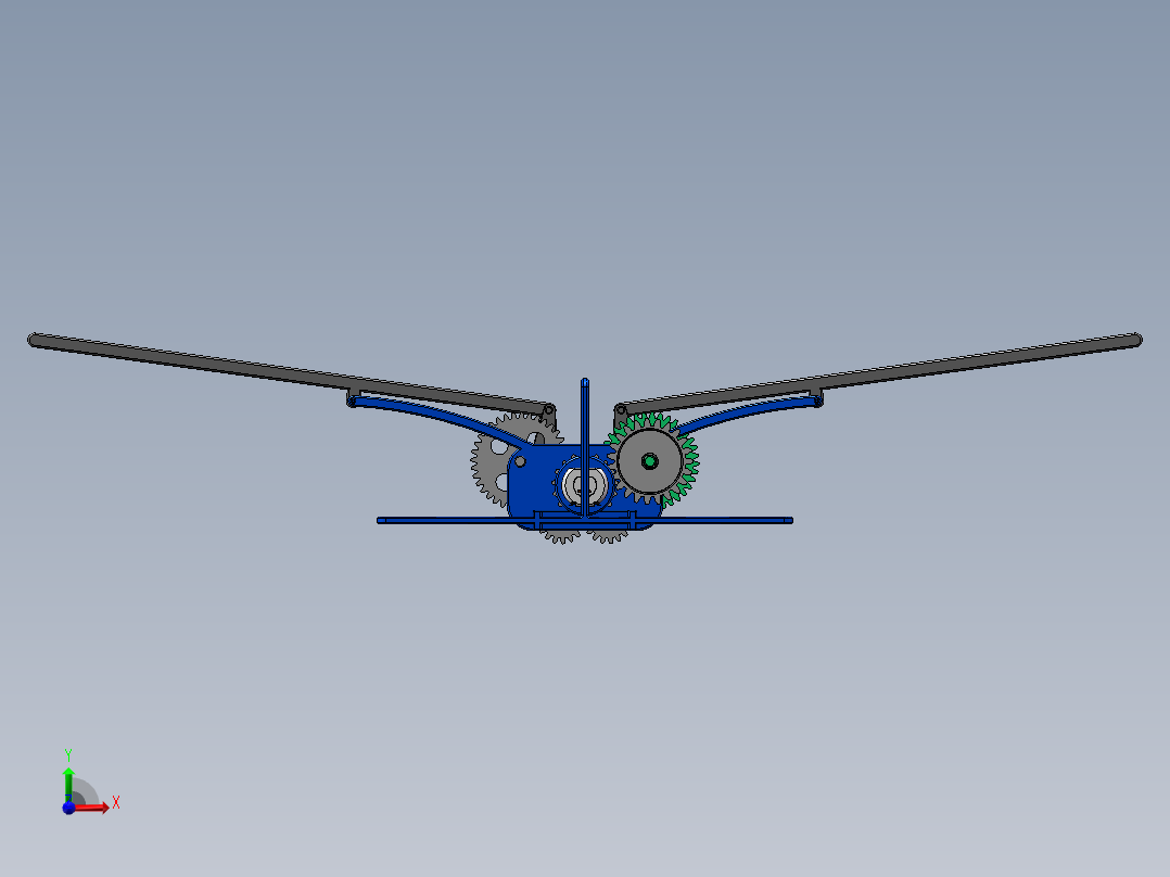 扑翼双曲柄机构三维模型前视图